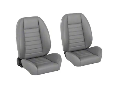 Cruiser Collection Low Back Bucket Seats; Medium Earth Grey Vinyl with Grey Stitching (Universal; Some Adaptation May Be Required)
