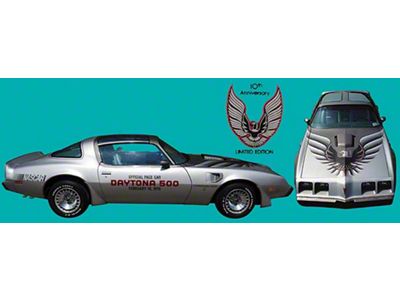 Firebird Door Decal Set, Pace Car Silver, Trans Am, Tenth Anniversary, 1979 (Trans Am 10th Anniversary Edition)