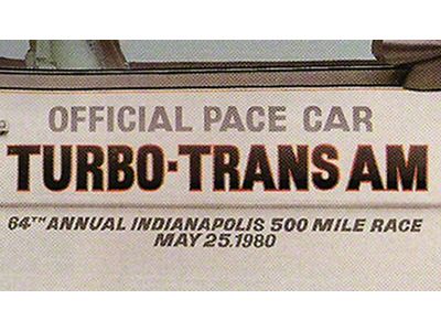 Firebird Door Decal Set, Silver, Trans Am, Turbo, Indy PaceCar, 1980