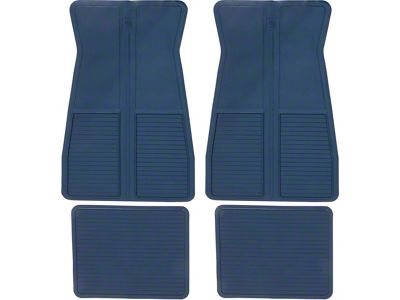 Factory Style Rubber Front and Rear Floor Mats with GM Logo; Dark Blue (73-81 Firebird)