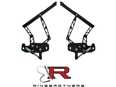 Firebird Hood Hinges, Billet Aluminum, Black Anodized, Air Frame, For Cars With Steel Hood, 1967-1969