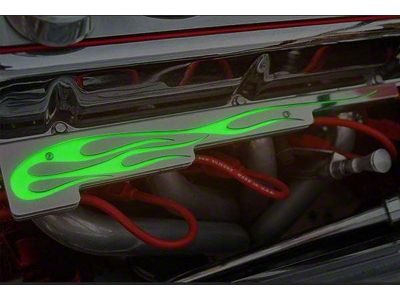 Hot Rod V8 Wire Looms with LED Illuminated Flames; Green (Universal; Some Adaptation May Be Required)
