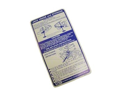 Firebird Jack Instruction Decal With Space Saver 1971-1974
