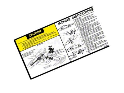 Firebird Jack Instructions Decal 1981-1982