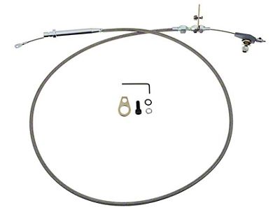 Kickdown Cable; Braided Stainless; 55-Inch (67-02 Firebird w/ TH350 Automatic Transmission)