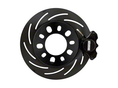 Pro II M/D 2-Piston Front Brake Kit with Slotted Rotors; Black Calipers (98-02 Firebird)