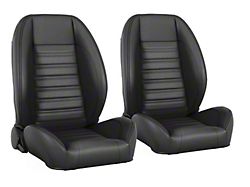Pro-Series Sport Low Back Seats with Mini Headrests; Black Madrid Vinyl (67-68 Firebird Coupe)