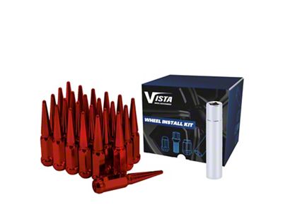 Red Spike Lug Nuts; M12x1.5; Set of 24 (82-02 Firebird)