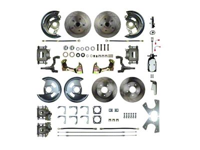 The Right Stuff Detailing Street Series 4-Wheel Manual Disc Brake Conversion Kit with Chrome Brake Booster/Master Cylinder; Natural Calipers (1967 Firebird w/ Non-Staggered Shocks)