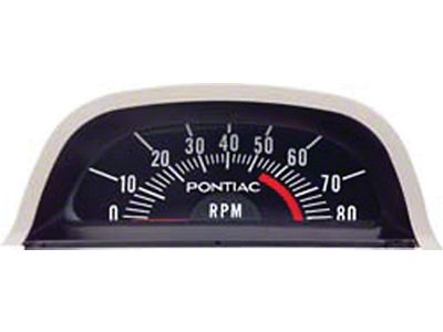 Firebird Tachometer, Hood, Six Cylinder, 5500 Redline, 1968