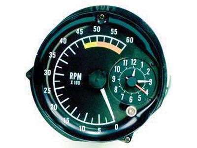 Firebird Tachometer, With Clock, 5000 RPM Redline, 1976-1978