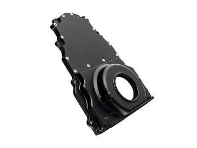 Two-Piece Timing Cover without Cam Sensor Hole; Black (98-02 5.7L Firebird)