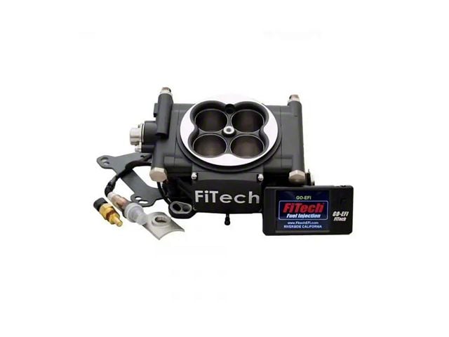 FiTech Fuel Injection Go EFI 4 Power Adder 600HP Self Tuning Fuel Injection System for 4-Barrel Intake Manifold; Matte Black (Universal; Some Adaptation May Be Required)