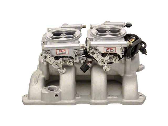 FiTech Fuel Injection Go EFI 2x4 625HP Self Tuning Fuel Injection System; Bright Aluminum (Universal; Some Adaptation May Be Required)