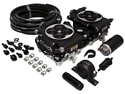 FiTech Fuel Injection Go EFI 2x4 Dual Quad 625HP Self Tuning Fuel Injection Master Kit; Matte Black (Universal; Some Adaptation May Be Required)