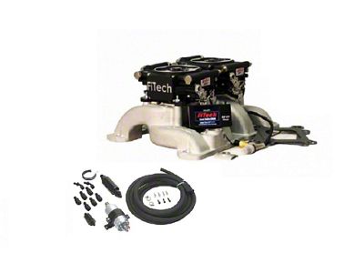 FiTech Fuel Injection Go EFI 2x4 Dual Quad 625HP Self Tuning Fuel Injection Master Kit; Matte Black (Universal; Some Adaptation May Be Required)