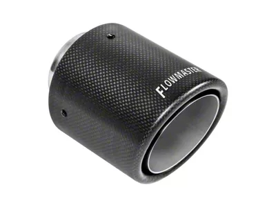 Flowmaster Rolled Angle Cut Double Wall Exhaust Tip; 4-Inch; Carbon Fiber (Fits 2.50-Inch Tailpipe)