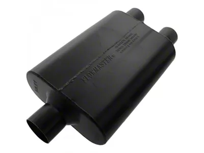 Flowmaster Super 44 Series; Center/Dual Out Oval Muffler; 2.50-Inch Inlet/2.25-Inch Outlet (Universal; Some Adaptation May Be Required)