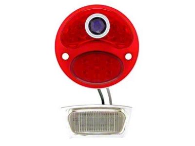 12-Volt LED Tail Light Lens with Blue Dot; Driver Side (28-31 Model A)