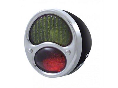 12-Volt Tail Light; Black Housing; Red and Amber Lens; Driver Side (28-31 Model A)