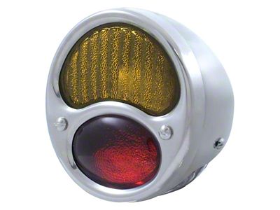 12-Volt Tail Light; Stainless Housing; Red and Amber Lens; Driver Side (28-31 Model A)