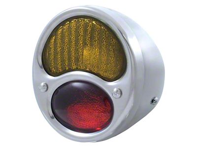 12-Volt Tail Light; Stainless Housing; Red and Amber Lens; Passenger Side (28-31 Model A)