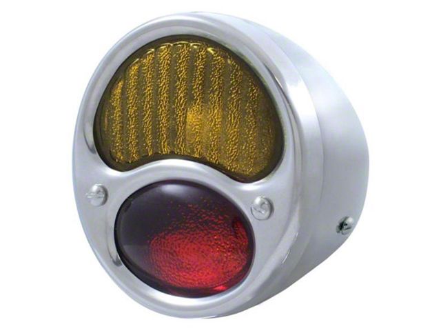12-Volt Tail Light; Stainless Housing; Red and Amber Lens; Passenger Side (28-31 Model A)