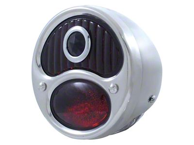 12-Volt Tail Light; Stainless Housing; Red Lens with Blue Dot; Driver Side (28-31 Model A)