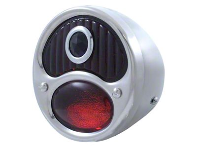12-Volt Tail Light; Stainless Housing; Red Lens with Blue Dot; Passenger Side (28-31 Model A)