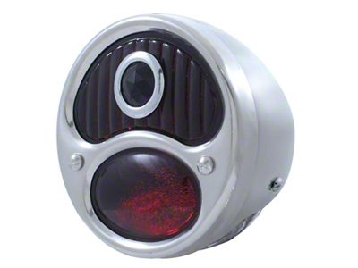 6-Volt Tail Light; Stainless Housing; Red with Blue Dot Lens; Driver Side (28-31 Model A)