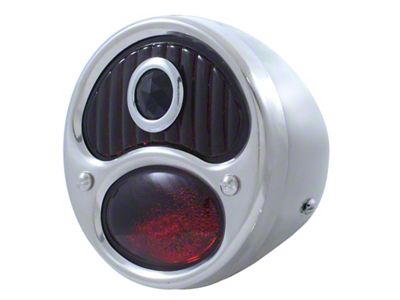 6-Volt Tail Light; Stainless Housing; Red with Blue Dot Lens; Passenger Side (28-31 Model A)