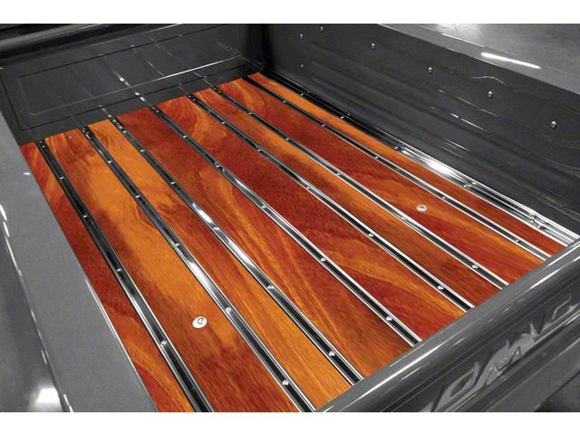 Bed-in-a-Box Floor Kit; Pre-Drilled; Tiger Wood; Polished Stainless Hidden Fastener Bed Strips (28-31 Model AA)