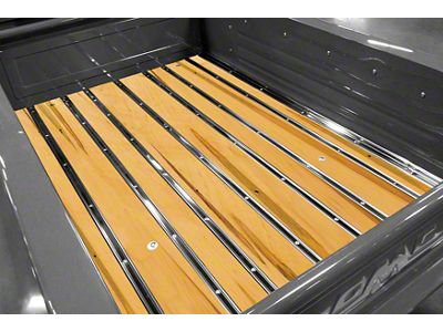 BedWood-X Floor Kit; Pre-Drilled; Wormy Maple Wood; HydroSatin Finish; Polished Stainless Hidden Fastener Bed Strips (28-31 Model AA)