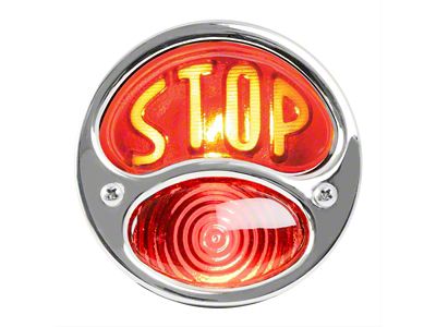 Doulamp Stop Script Tail Light; Polished Stainless Steel Housing; Red Lens; Passenger Side (28-31 Model A)