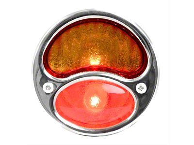 Doulamp Tail Light; Polished Stainless Steel Housing; Amber/Red Lens; Passenger Side (28-31 Model A)
