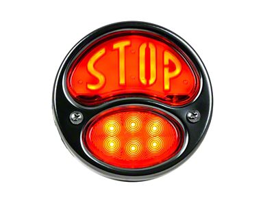 LED Stop Script Tail Light; Black Housing; Red Lens; Passenger Side (28-31 Model A)