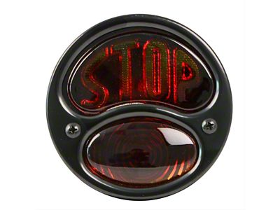Stop Script Tail Light; Black Housing; Amber/Red Lens; Passenger Side (28-31 Model A)