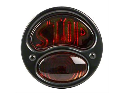 Stop Script Tail Light with License Plate Light; Black Housing; Amber/Red Lens; Driver Side (28-31 Model A)