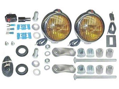 Fog Lamps - 12 Volt - Amber Lens - Chrome Body - FoMoCo Script