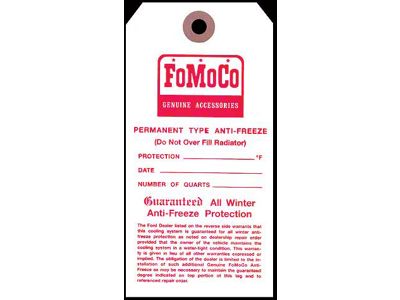 FoMoCo Antifreeze Tag - Mercury