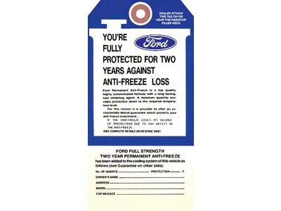 Ford Antifreeze Tag / 67 - 73