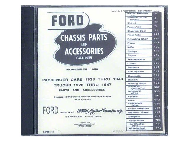 1928-1948 Ford Passenger Car Chassis Parts and Accessories Catalogue (CD-ROM)