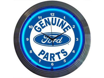 Ford Clock, Blue Neon, Ford Genuine Parts Design