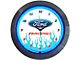 Ford Clock, Blue Neon, Ford Racing With Flames Design