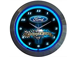 Ford Clock, Blue Neon, Powered By Ford Design