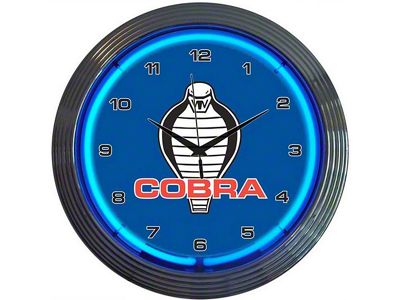 Ford Clock, Blue Neon, Snake With Cobra Lettering