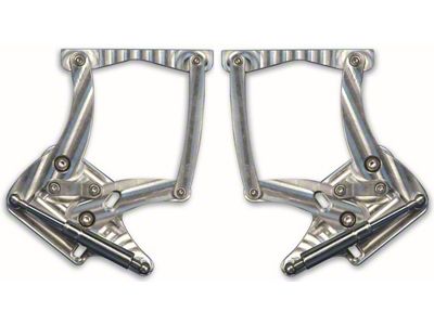 Ford Fairlane Billet Aluminum Hood Hinges, Machine Finish, For Fiberglass Hoods, 1963-1965