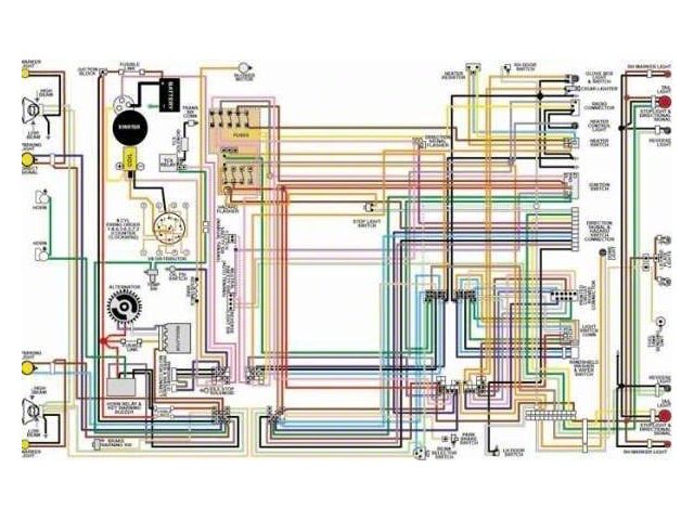 Ford Galaxie Color Laminated Wiring Diagram, 1962-1971