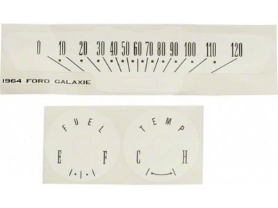 Ford Galaxie White Face Gauge Overlay, 1964