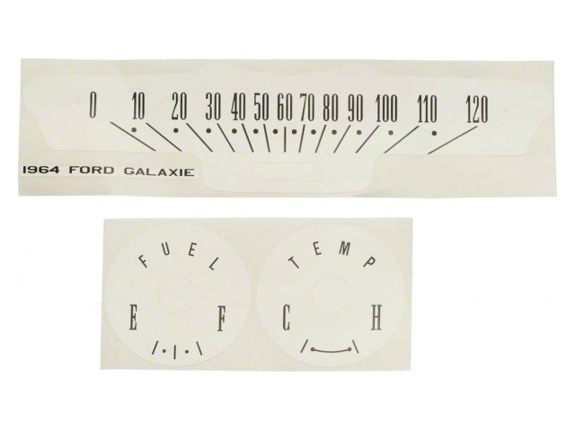Ford Galaxie White Face Gauge Overlay, 1964